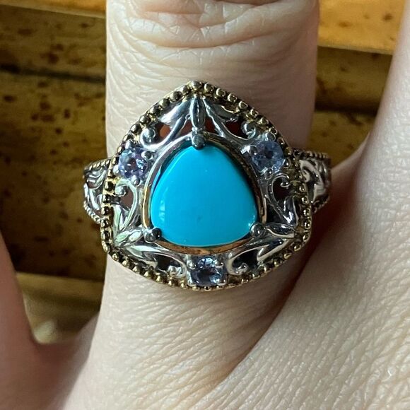 Genuine Sleeping Beauty Turquoise Tanzanite Sterling Silver Ring Size 6 - Picture 1 of 8